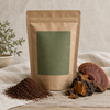 Ember Morning mushroom coffee pouch with reishi and chaga on linen